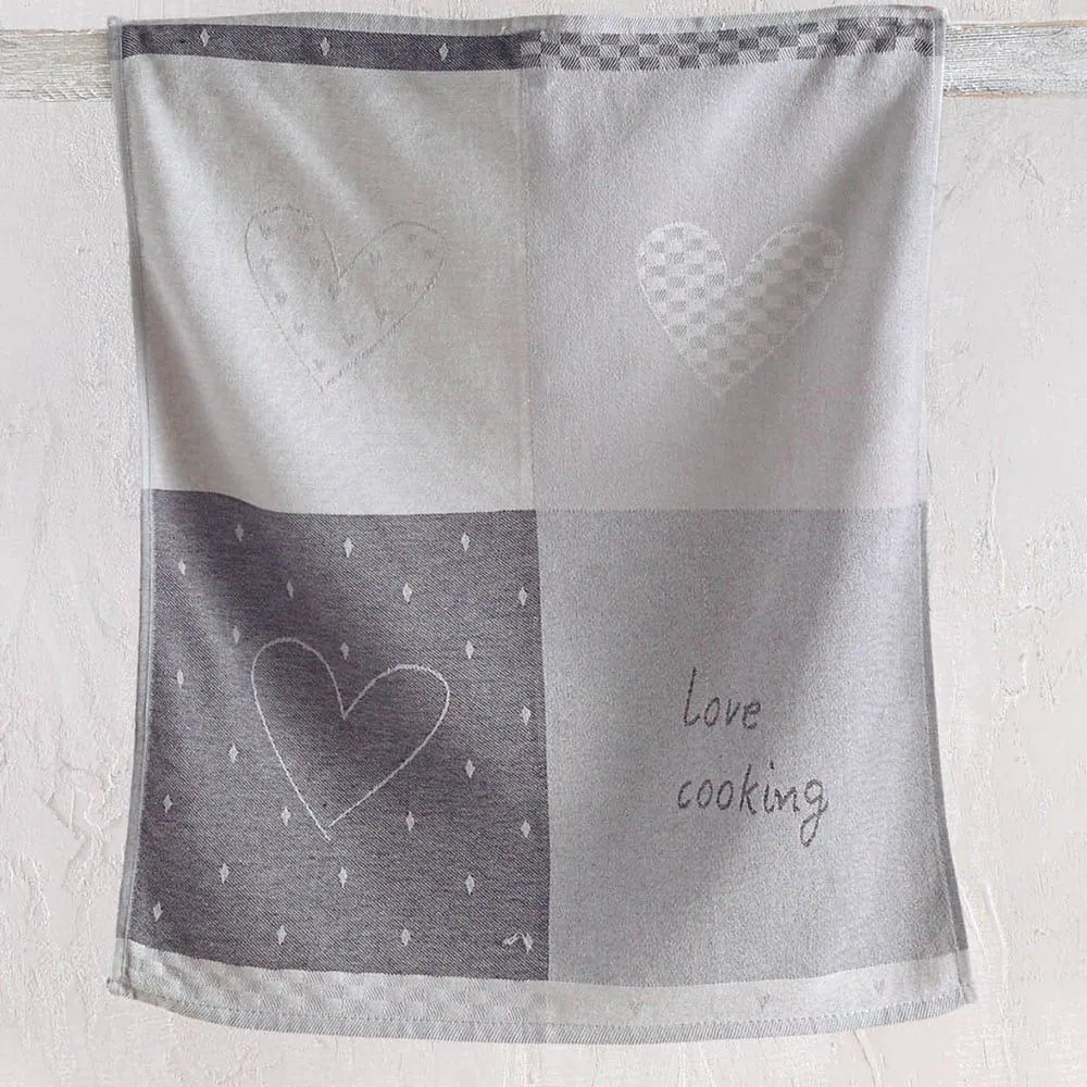 Πετσέτα Κουζίνας Love Cooking Grey Ρυθμός 50x70cm 100% Βαμβάκι