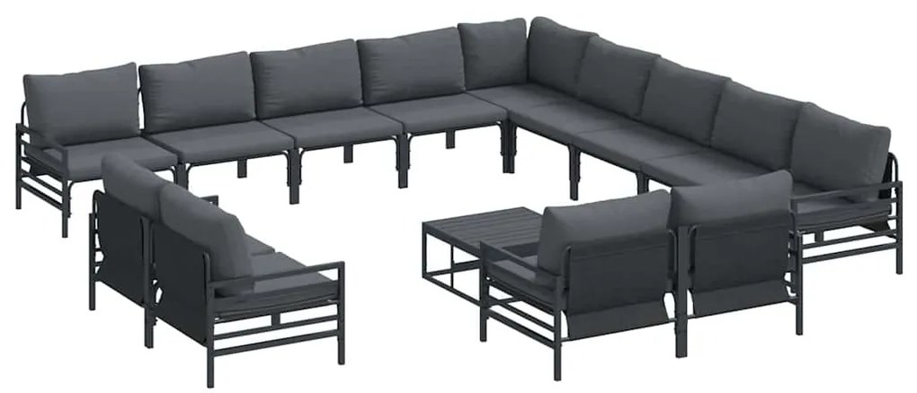 vidaXL Σετ Καναπέ Κήπου 14 pcs Ανθρακί Ατσάλι