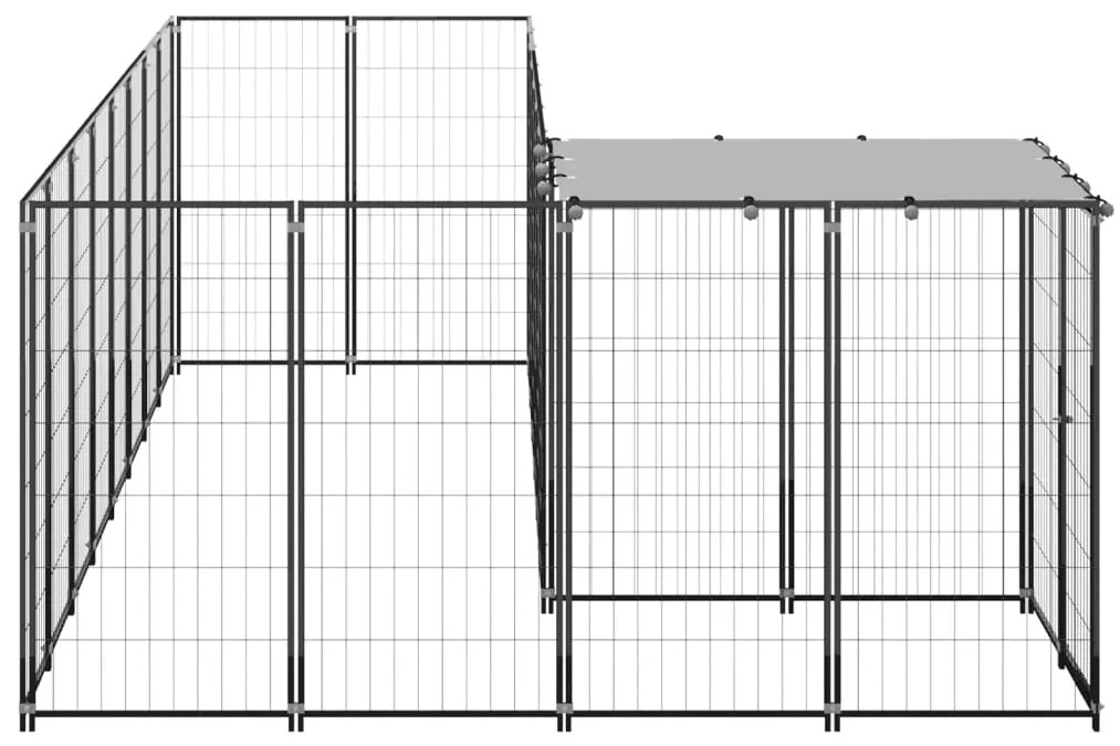 vidaXL Σπιτάκι Σκύλου Μαύρο 6,05 μ² Ατσάλινο