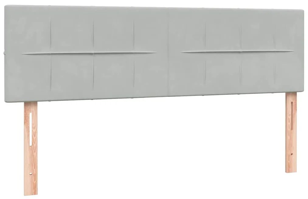 Κρεβάτι Boxspring με Στρώμα Ανοιχτό Γκρι 140x220 εκ. Βελούδινο - Γκρι