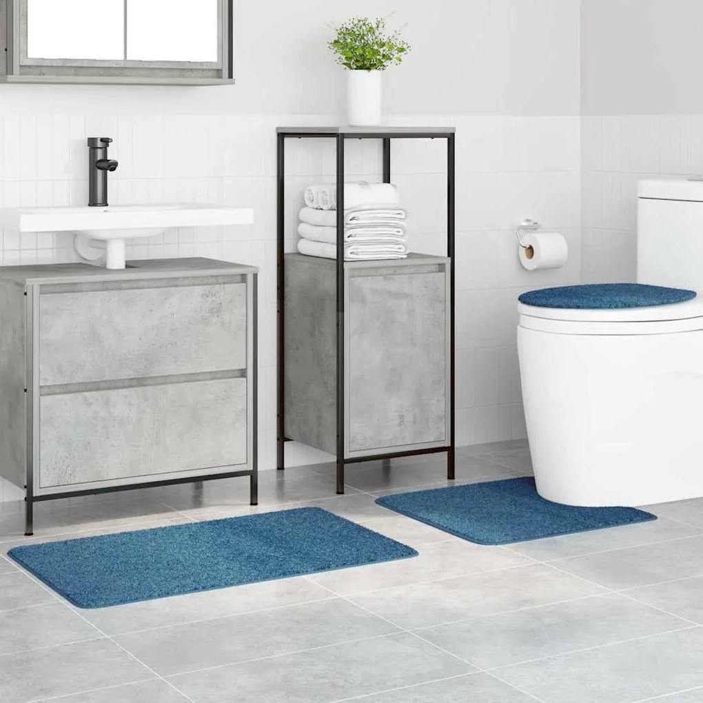 vidaXL Σετ Μάτ Μπάνιου Αντιολισθητικό 3 pcs Μπλε 50 x 50 cm PP