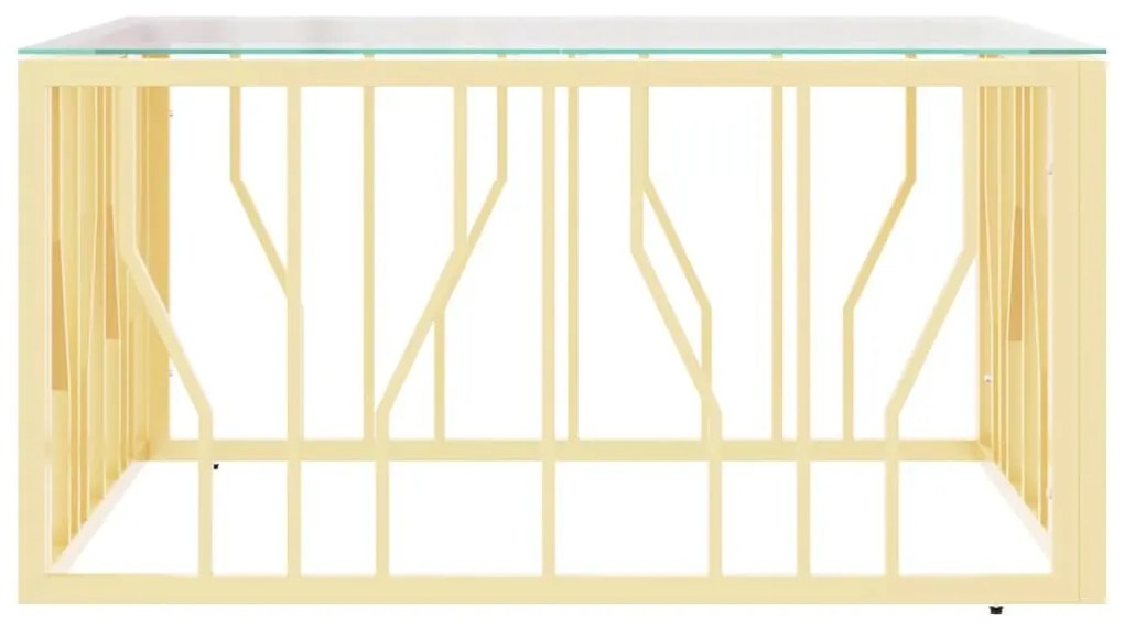 Τραπέζι Σαλονιού Χρυσό 80x80x40 εκ. Ανοξείδωτο Ατσάλι και Γυαλί - Χρυσό