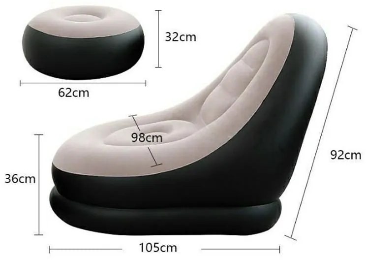 Senyoubao Φουσκωτή Πολυθρόνα με Υποπόδιο Μονή - Inflatable Leisure Sofa Chair and Footstool Single Size