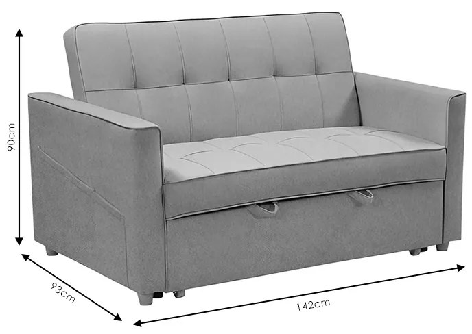 Καναπές-κρεβάτι Commit pakoworld 2θέσιος ύφασμα ανθρακί 142x93x90εκ