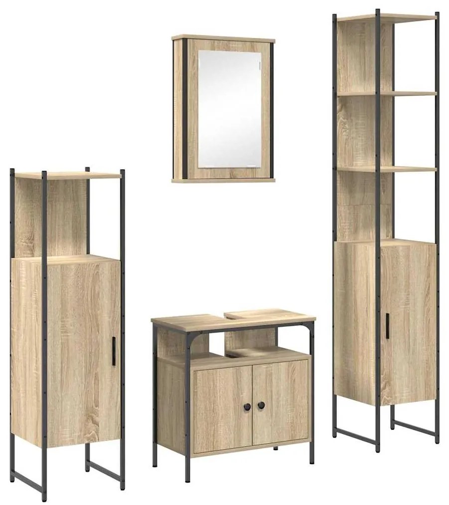 vidaXL Σετ Επίπλων Μπάνιου 4 pcs Sonoma Δρυς 33 x 33 x 185.5 εκ
