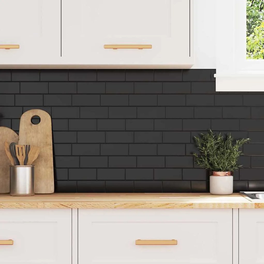 vidaXL Πλακάκι Subway 10 pcs Μαύρο 29 x 21 εκ Πολυουρεθάνη και PET