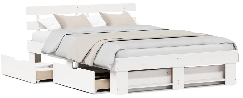 vidaXL Σκελετός Κρεβατιού Λευκό 160 x 200 cm Συμπαγές ξύλο πεύκου