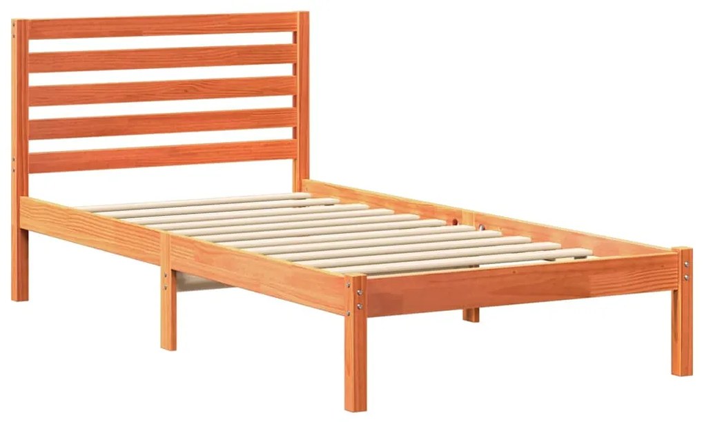 vidaXL Σκελετός Κρεβατιού Κερωτό καφέ 90 x 200 cm Στερεά ξυλεία πεύκου