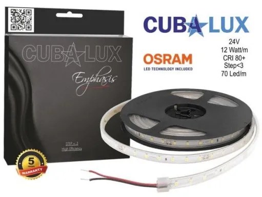 Ταινία LED 12W/m 5M 70LED/M 24V CRI80 2700K 1356lm/m EMPHASIS 770053 Cubalux 770053