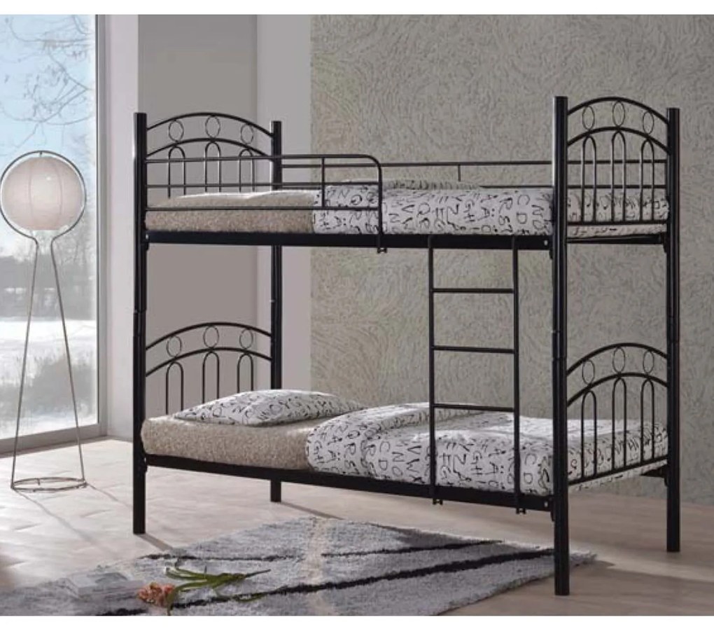 Κρεβάτι Κουκέτα Decker Black E8046 210X98X176 cm Single Μέταλλο