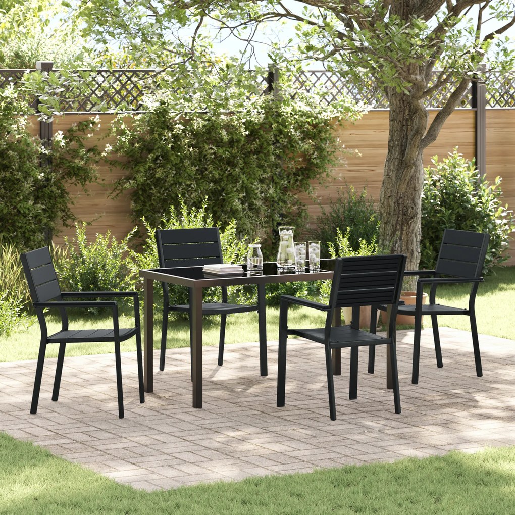 vidaXL Σετ Τραπεζαρίας 5 Τεμαχίων Μαύρο HDPE