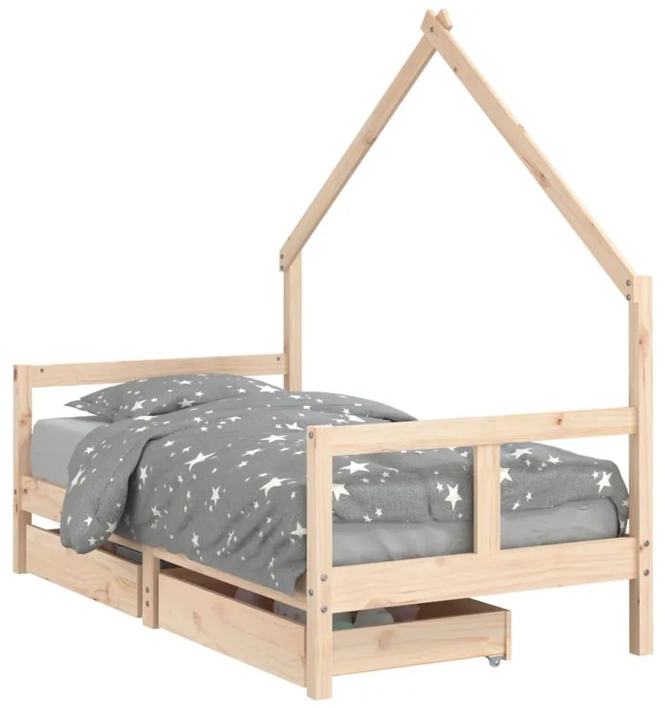 Πλαίσιο Παιδικού Κρεβατιού με Συρτάρια 80x160 εκ. Ξύλο Πεύκου - Καφέ