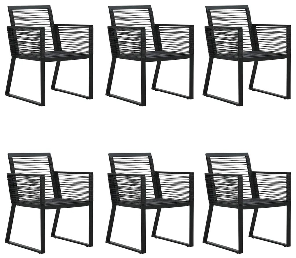 vidaXL Σετ Τραπεζαρίας Κήπου 7 Τεμαχίων Μαύρο από Ρατάν PVC