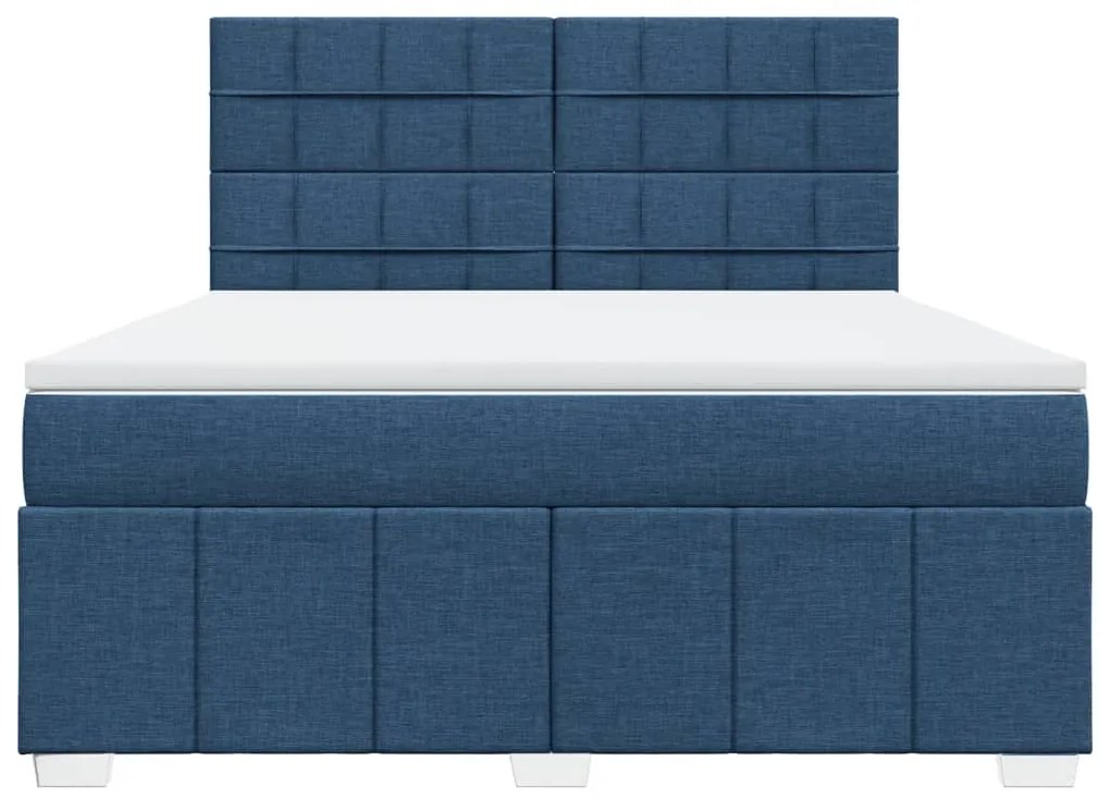 Κρεβάτι Boxspring με Στρώμα Μπλε 180x200 εκ. Υφασμάτινο 3291753