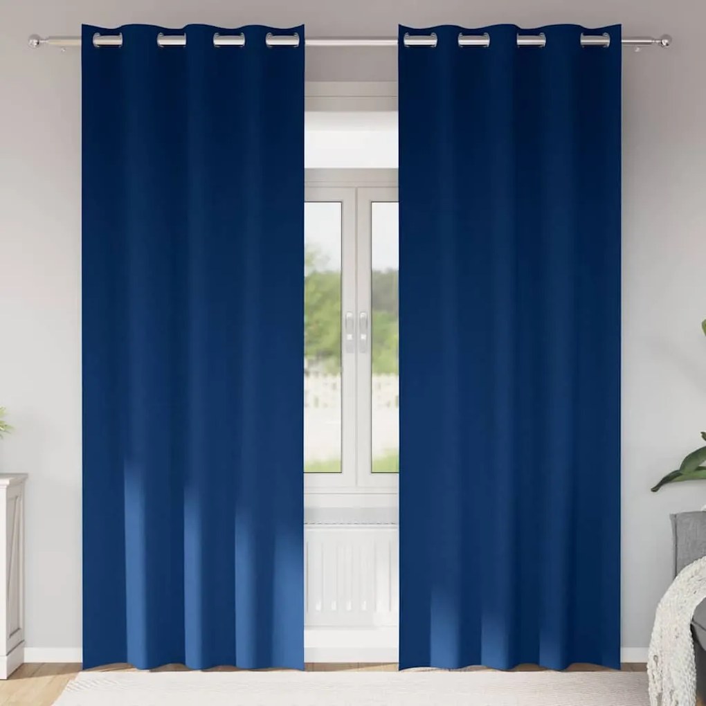 vidaXL Κουρτίνες 2 pcs Σκούρο Μπλε 225 x 140 εκ. Πολυεστέρας