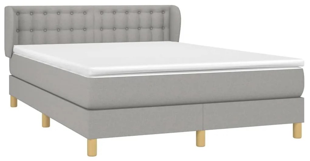 Κρεβάτι Boxspring με Στρώμα Ανοιχτό Γκρι 140x200 εκ. Υφασμάτινο - Γκρι