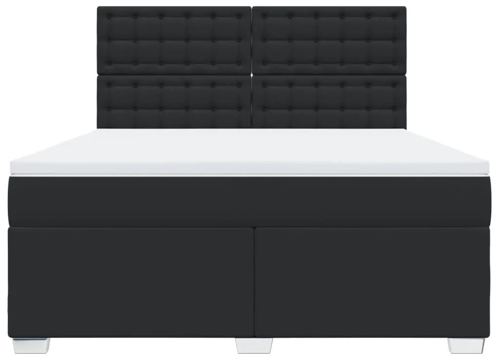 vidaXL Κρεβάτι Boxspring με Στρώμα Μαύρο 180x200εκ.από Συνθετικό Δέρμα