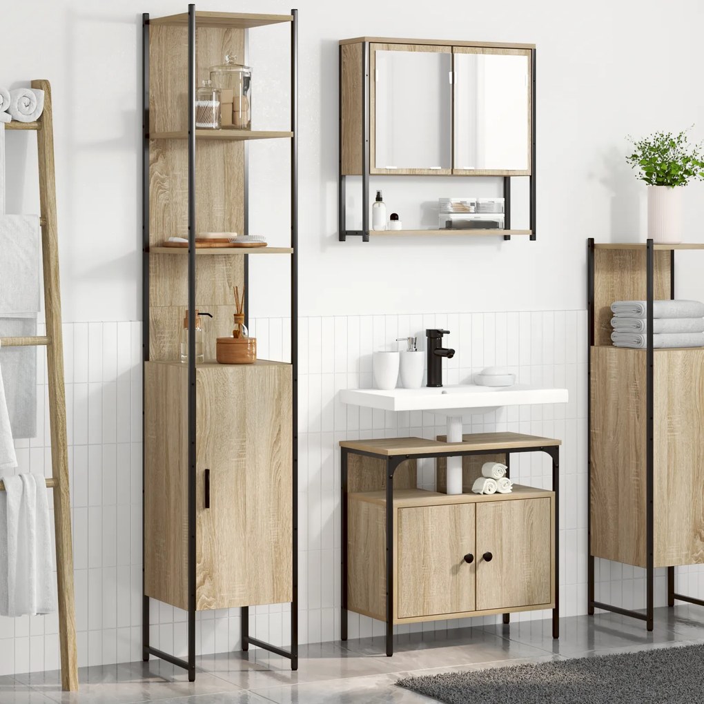vidaXL Σετ Επίπλων Μπάνιου 3 pcs Sonoma Δρυς 33 x 33 x 185.5 εκ