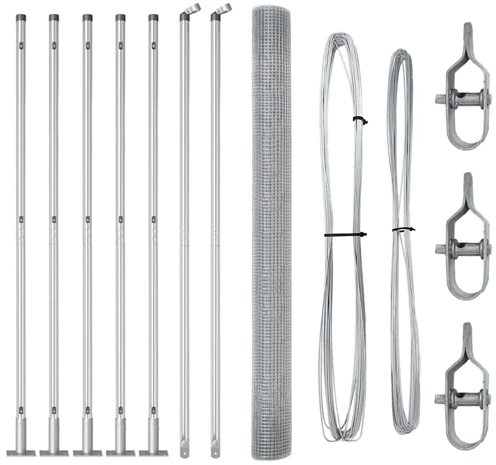 vidaXL Στύλος Περιφράξεων Ασημί 10 x 1,5 μ (πλέγμα 25 x 25 mm) Ατσάλι