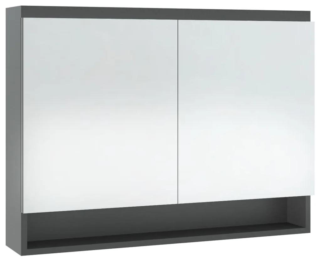 vidaXL Ντουλάπι Μπάνιου με Καθρέφτη 80x15x60 εκ. Γκρι από MDF