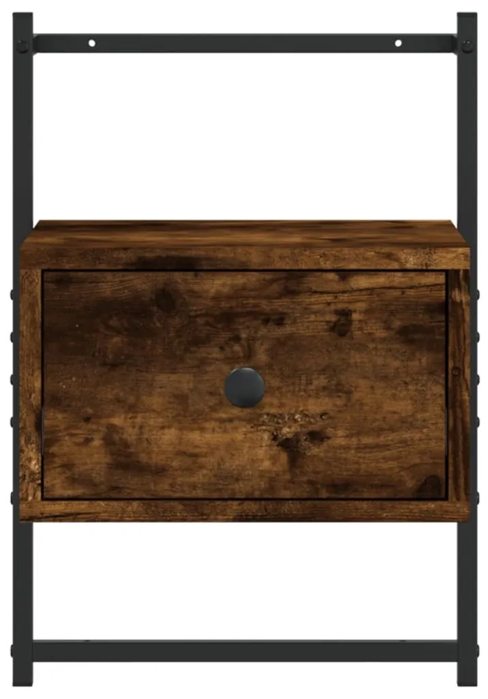 vidaXL Κομοδίνο Επιτοίχιο Καπνιστή Δρυς 35x30x51 εκ. από Επεξεργ. Ξύλο