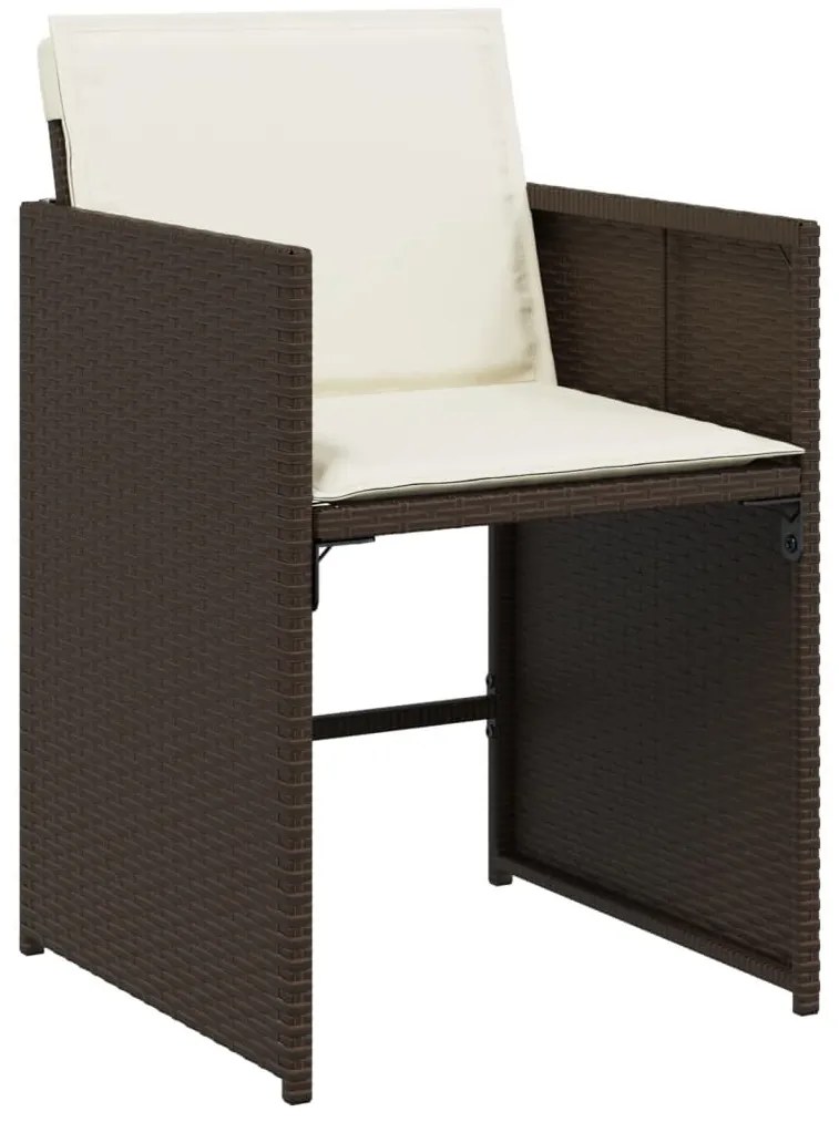 vidaXL Καρέκλες Κήπου 4 τεμ. Καφέ Συνθ. Ρατάν Μαξιλάρια