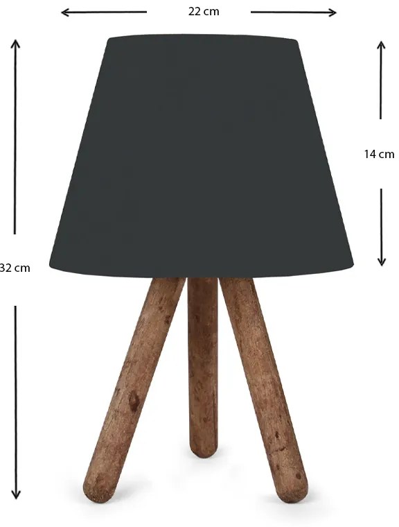 Φωτιστικό επιτραπέζιο Lander Megapap ύφασμα Pvc/ξύλο χρώμα μαύρο/καφέ 22x17x32εκ.