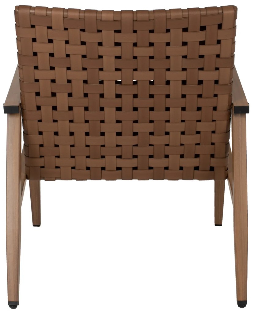 Πολυθρόνα Felipe Μέταλλο Όψη Ξύλου &amp; Rattan Δέρμα-Look 63,5x75,5x77εκ.
