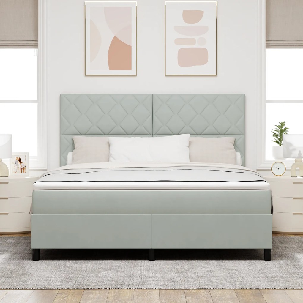 vidaXL Κρεβάτι με στρώμα Light Grey Super King Βελούδο