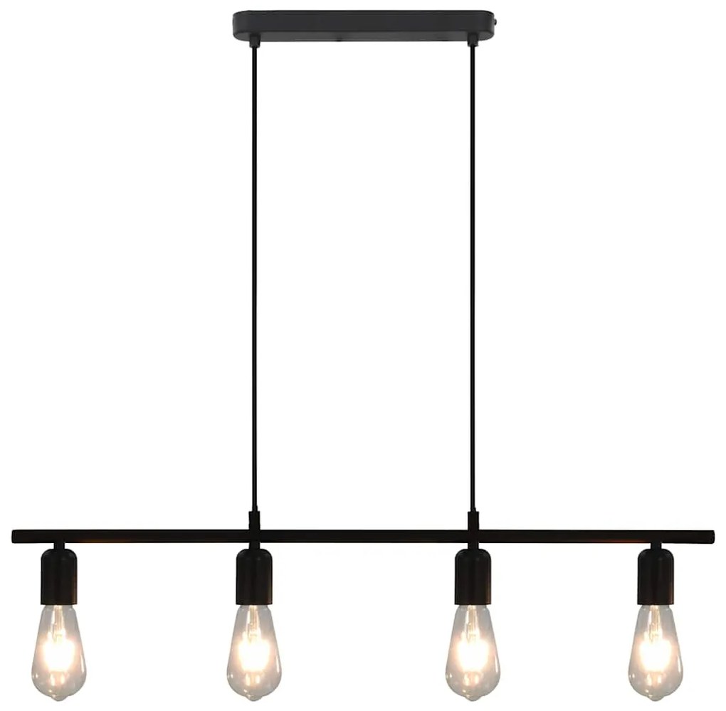 vidaXL Φωτιστικό Οροφής Ράγα Μαύρο 80 εκ. Ε27 με Λαμπτήρες Filament 2W