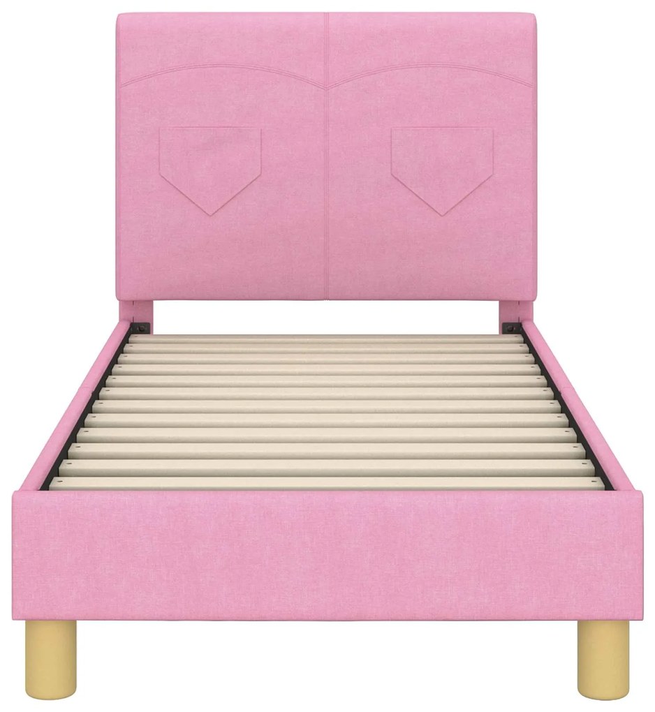 vidaXL Κρεβατική βάση για παιδιά με προσκέφαλο Ροζ 70 x 140 cm ύφασμα