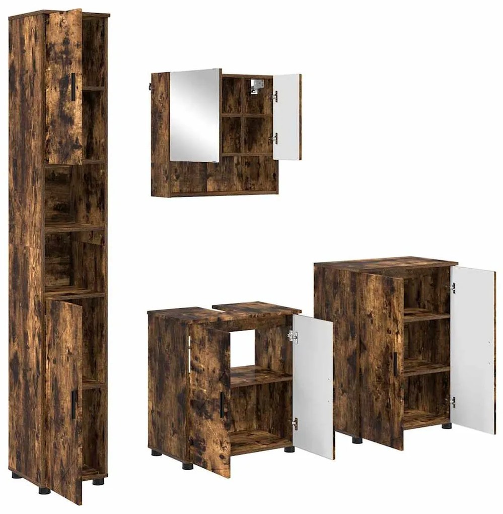 vidaXL Σετ Επίπλων Μπάνιου 4 pcs Καπνιστή δρυς 61 x 35 x 64 εκ.