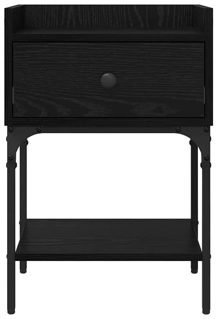 vidaXL Κομοδίνο 2 pcs Μαύρη Οξυά 40 x 29 x 60 εκ Επεξεργασμένο ξύλο