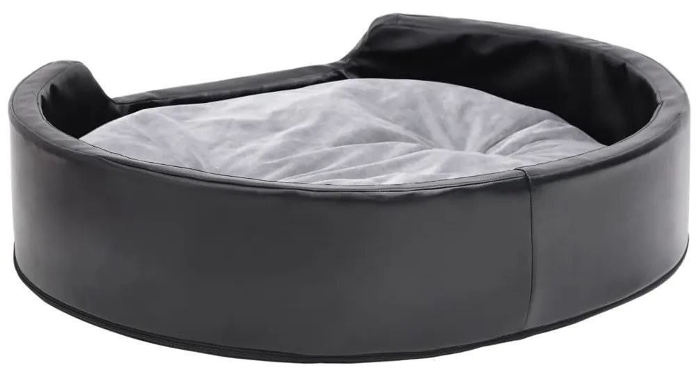 vidaXL Κρεβάτι Σκύλου Μαύρο/Γκρι 79 x 70 x 19 εκ. Βελουτέ/Συνθ. Δέρμα