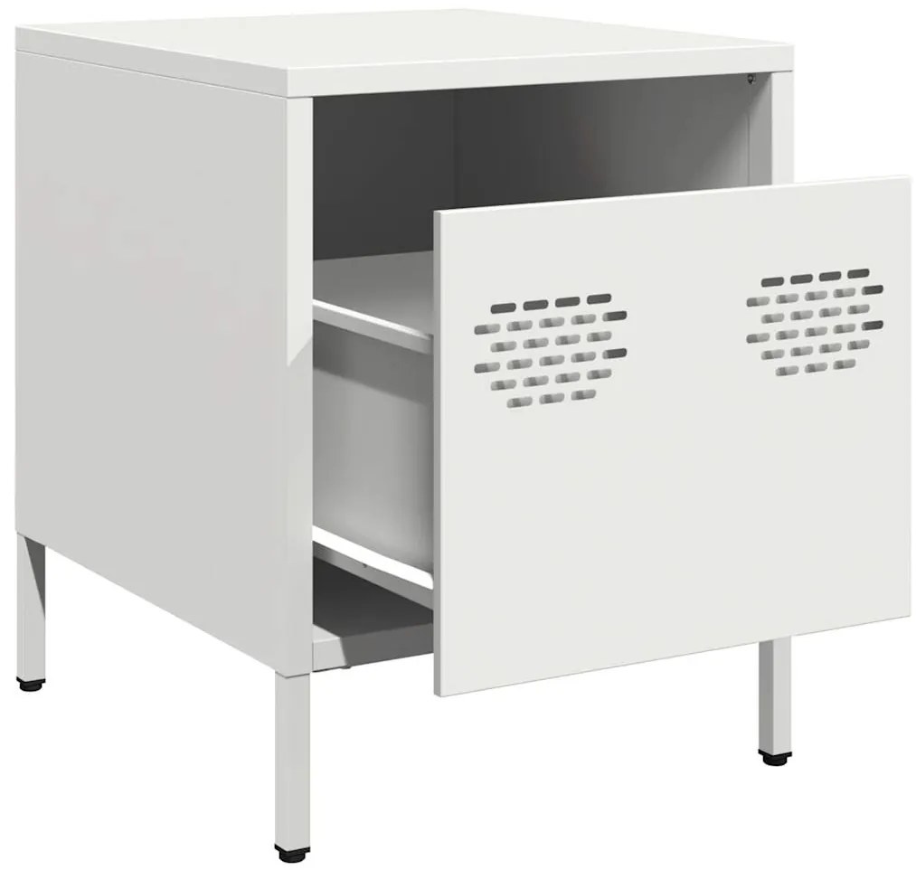 vidaXL Κομοδίνα 2 τεμάχια Λευκό 35x39x43,5 cm Ατσάλι