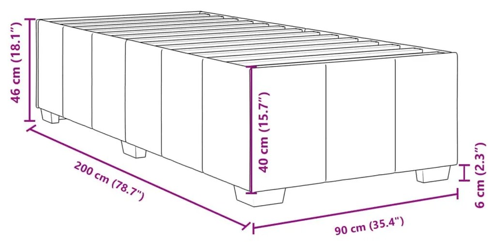 Κρεβάτι Boxspring με Στρώμα Σκούρο Γκρι 90x200 εκ. Υφασμάτινο - Γκρι