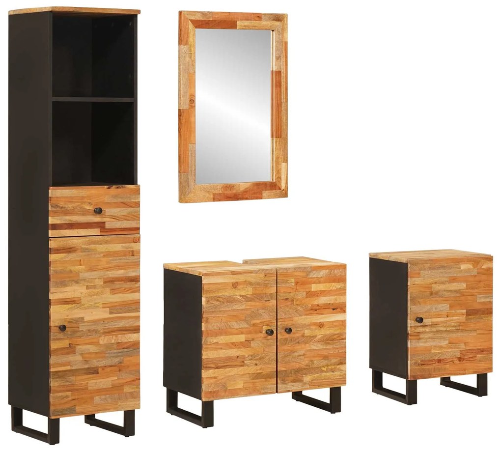 Σετ Μπάνιου με συρτάρι με ράφι Φυσικό Στερεό ξύλο μάνγκο