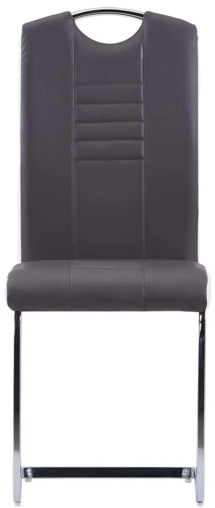 Καρέκλες Τραπεζαρίας «Πρόβολος» 4 τεμ. Γκρι από Συνθετικό Δέρμα - Γκρι
