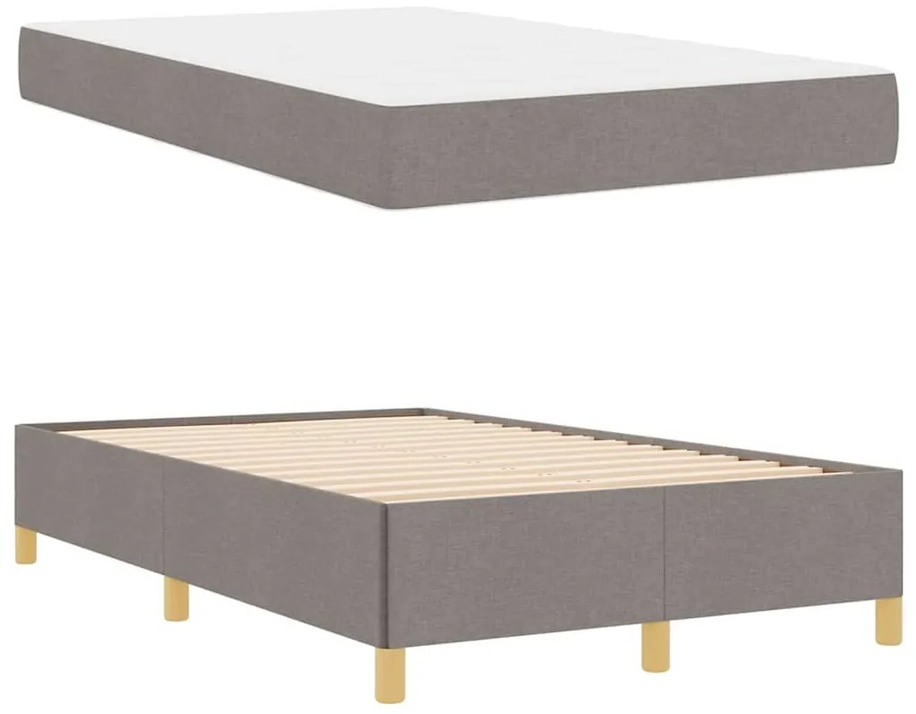 vidaXL Κρεβάτι με ελατήρια Ταμπά και Λευκό 120 x 190 cm ύφασμα