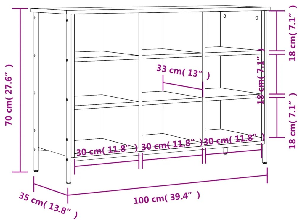 Παπουτσοθήκη Καπνιστή Δρυς 100 x 35 x 70 εκ. από Επεξεργ. Ξύλο - Καφέ