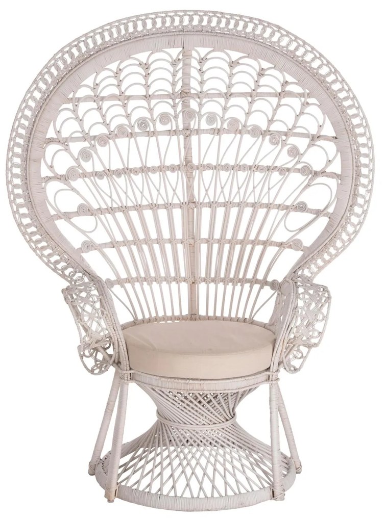 ΠΟΛΥΘΡΟΝΑ ROYAL PEACOCK  RATTAN ΣΕ ΛΕΥΚΟ-ΜΑΞΙΛΑΡΙ ΛΕΥΚΟ 114x72x150Yεκ.