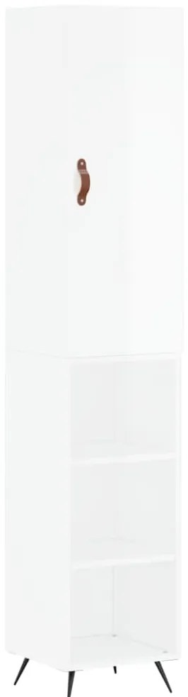 vidaXL Ντουλάπι Γυαλ. Λευκό 34,5 x 34 x 180 εκ. από Επεξεργασμένο Ξύλο