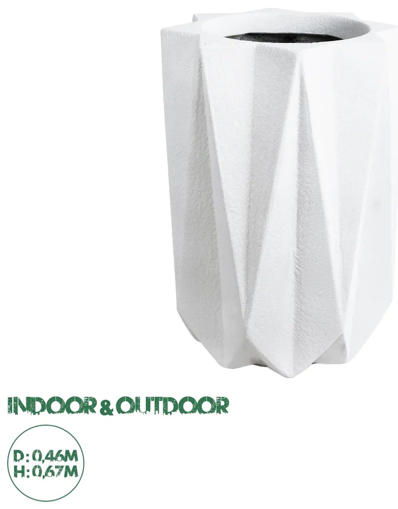 20740 GloboStar® Artificial Garden PADOVA 20740 Επιδαπέδιο Πολυεστερικό Τσιμεντένιο Κασπώ Γλάστρα - Flower Pot Λευκό Φ46 x Υ67cm