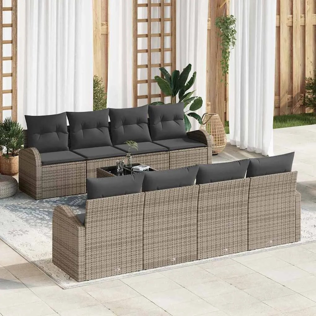 vidaXL Σετ Καναπέ Κήπου 7 pcs Γκρι και Σκούρο Γκρι 55 x 55 x 37 εκ