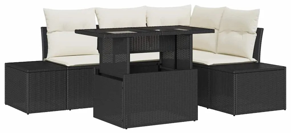 vidaXL Σετ Καναπέ Κήπου 5 pcs Μαύρο και κρεμ 100 x 55 x 73 εκ