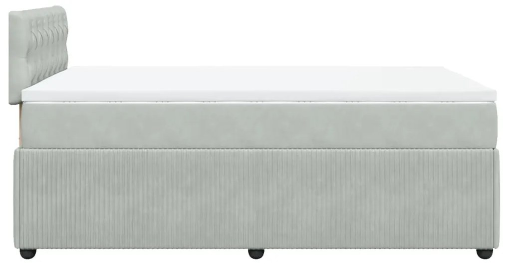 Κρεβάτι Boxspring με Στρώμα Ανοιχτό Γκρι 120x200 εκ. Βελούδινο - Γκρι