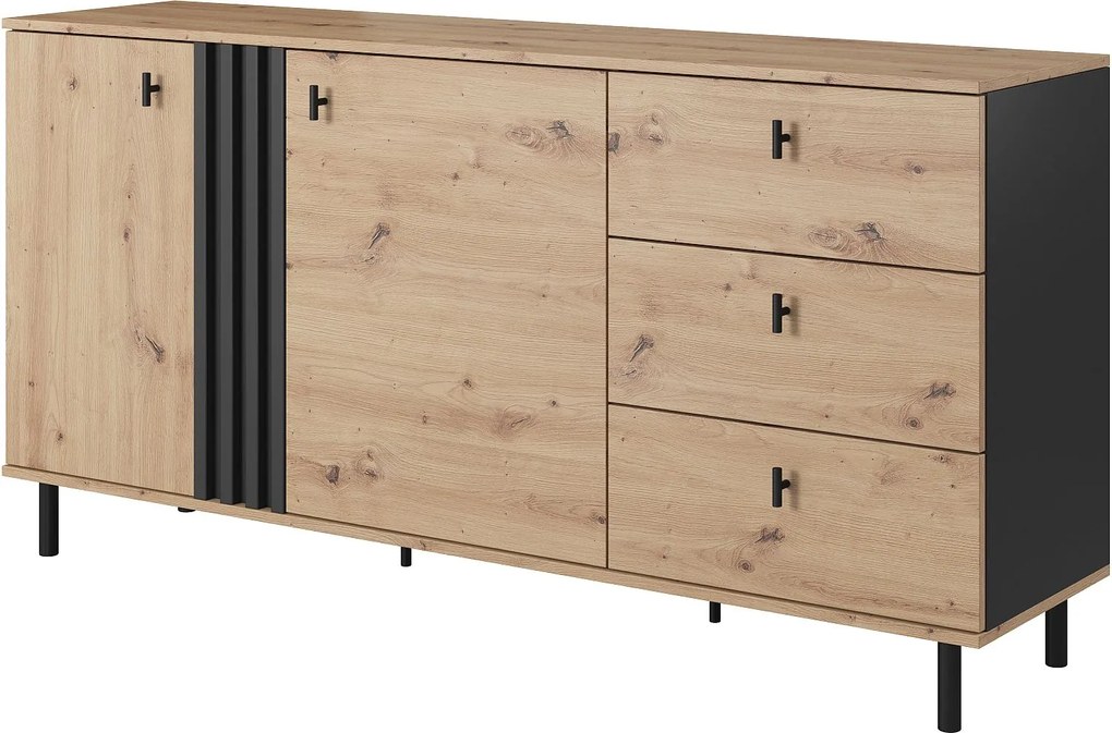 Μπουφές Madis φυσικό Artisan+Ανθρακί 165x82x40 cm