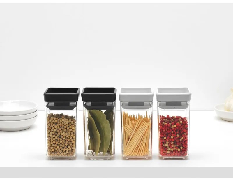 Σετ 2 τεμ. βάζα μπαχαρικών Brabantia Tasty+ Stackable 1008884, 150 ml, χωρίς BPA, Καινοτόμα καπάκια, Διαφανές/Γκρι