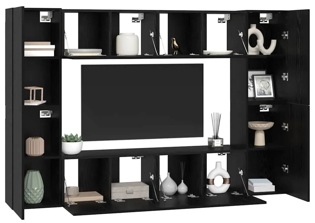 vidaXL Σετ επίπλου τηλεόρασης 8 pcs Μαύρη Δρυς 181 x 30 x 120 εκ
