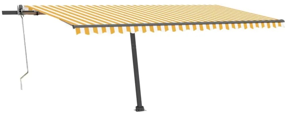 vidaXL Τέντα Αυτόματη με LED &amp; Αισθ. Ανέμου Κίτρινο/Λευκό 500x300 εκ.